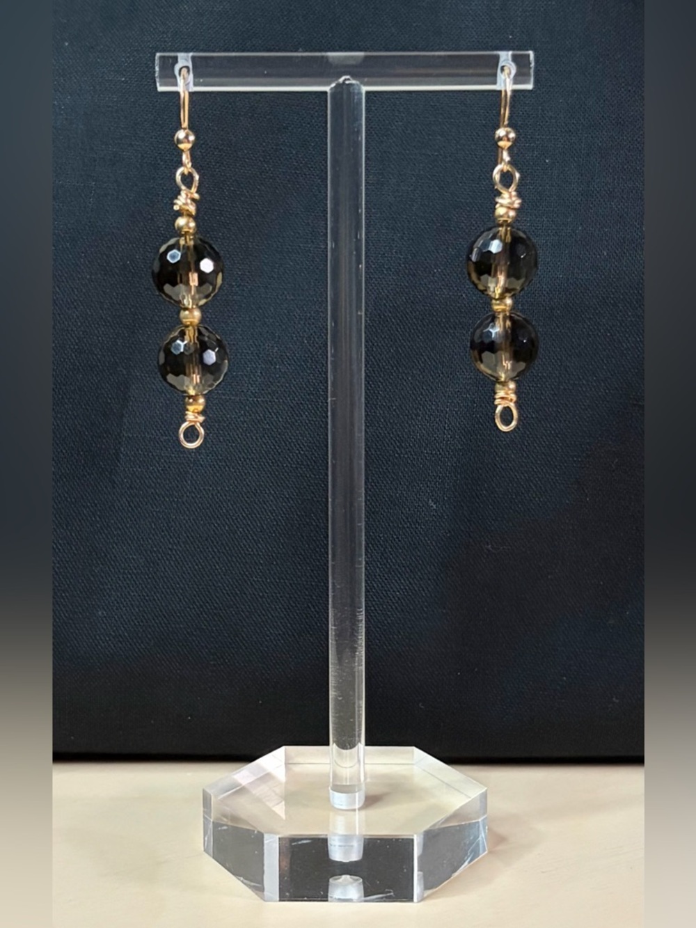 14K GF Smokey Quartz Artisan Hand Crafted Dangle Earrings - Picture 7 of 7